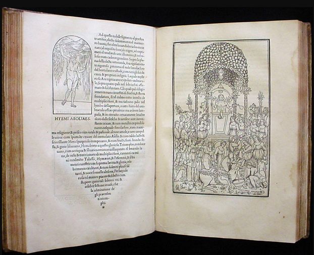 Intricate woodcut illustration from Francesco Colonna's "Hypnerotomachia Poliphili," showcasing the combination of mysticism and art.
