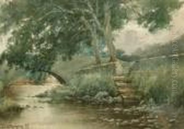 Bridge Over Brook Oil Painting by David Murray Smith