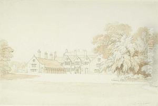 View Of A Country House Oil Painting by Joseph Clarendon Smith