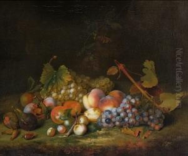 Stillleben Mit Trauben, Pfirsichen, Pflaumen, Feigen Und Haselnussen. Oil Painting by William Smith Of Chichester