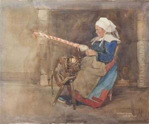A Mother Nursing Her Child By The Hearth Oil Painting by Smith, William