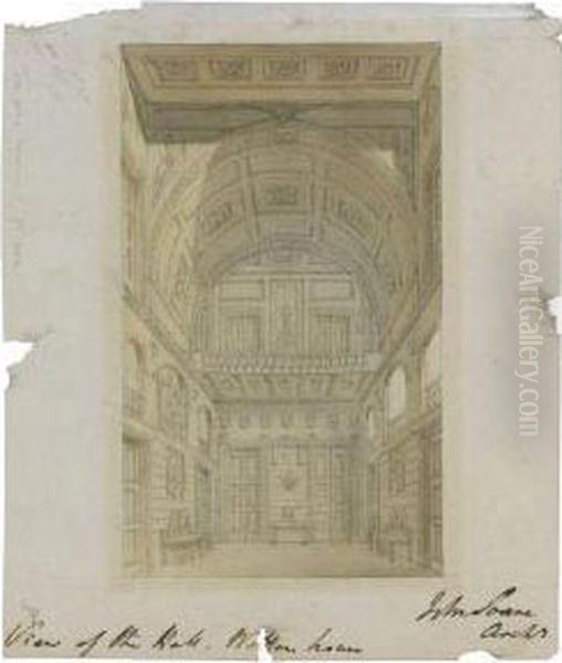 View Of The Hall At Wotton House Oil Painting by John, Sir Soane