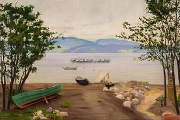 Fra Helgoy, Hvelvet Bat Oil Painting by Harald Oscar Sohlberg