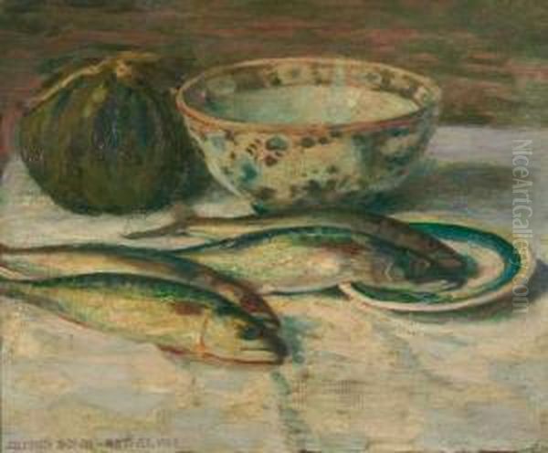 Stillleben Mit Fischen. Oil Painting by Alfred Sohn-Rethel