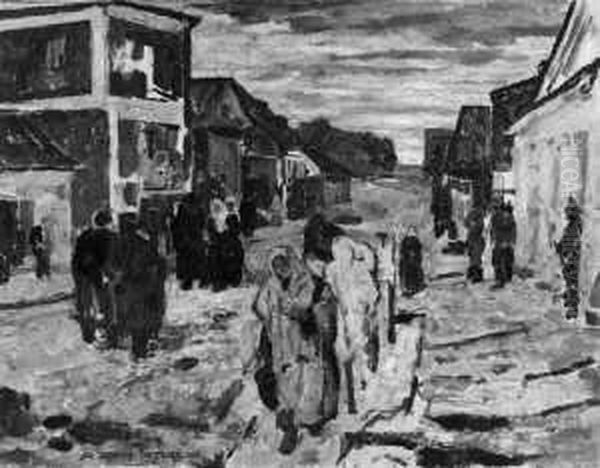 Dorfstrasse Oil Painting by Alfred Sohn-Rethel