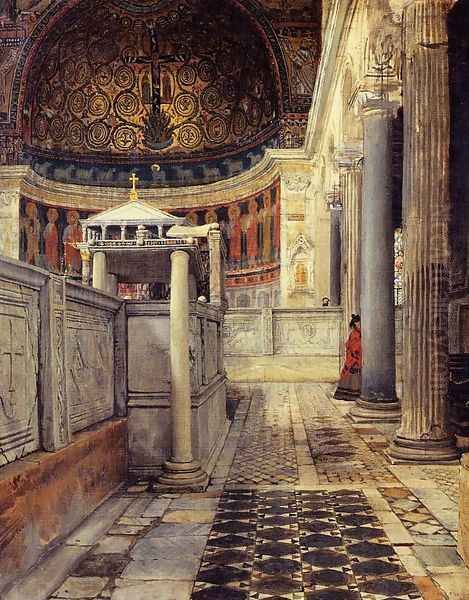 Interior of the Church of San Clemente, Rome Oil Painting by Sir Lawrence Alma-Tadema
