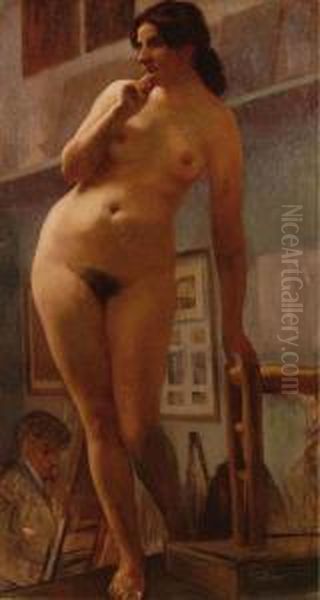 La Modella Del Pittore Oil Painting by Giorgio Soldaticz