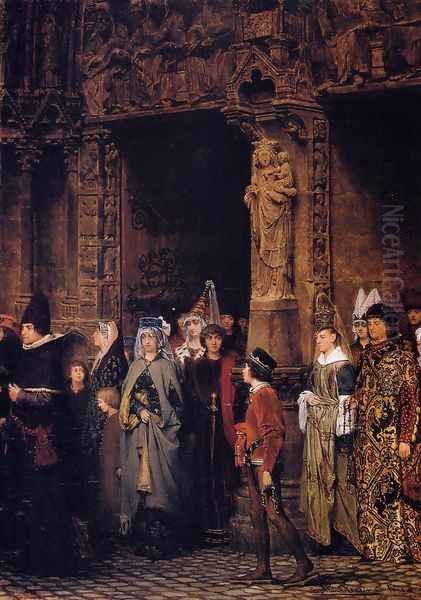 Leaving Church in the Fifteenth Century Oil Painting by Sir Lawrence Alma-Tadema