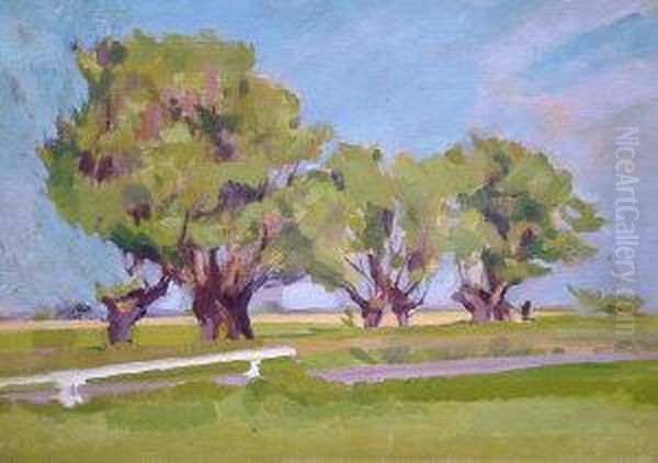 Pollard Willows Oil Painting by Gilbert Bernard Solomon