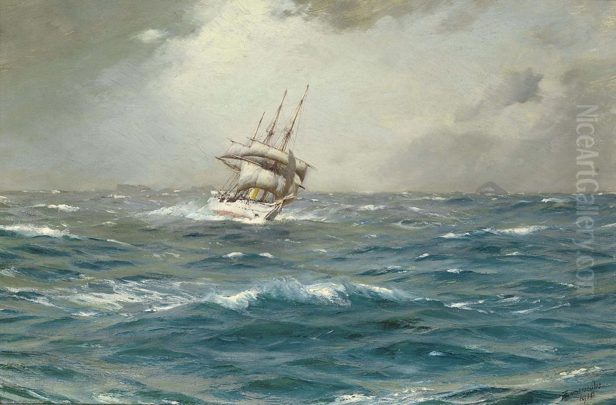 The Chilean Navy's Training Ship 
General Baquedano 
 Off Las Evangelistas, Chile Oil Painting by Thomas Jacques Somerscales