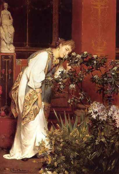 In the Peristyle Oil Painting by Sir Lawrence Alma-Tadema