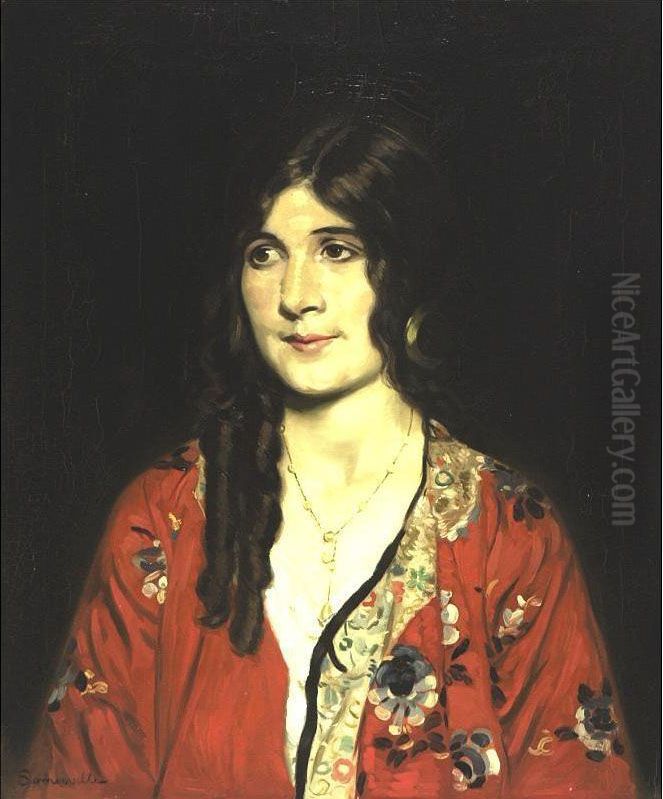 Portrait Of A Young Woman Oil Painting by Howard Somerville
