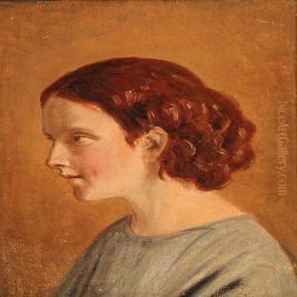 Portrait Of Young Girl Oil Painting by Jorgen Valentin Sonne