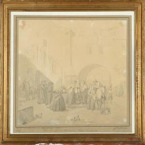 Italian Market Scenes Oil Painting by Jorgen Valentin Sonne