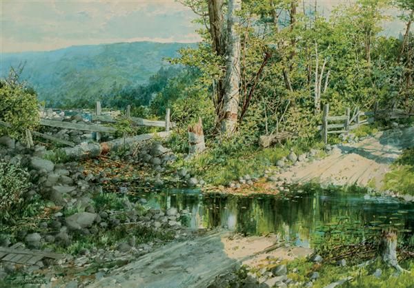 A Stream In Early Spring Oil Painting by William Louis Sonntag