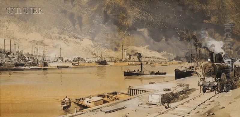 Canal At Manchester Oil Painting by William Louis Sonntag