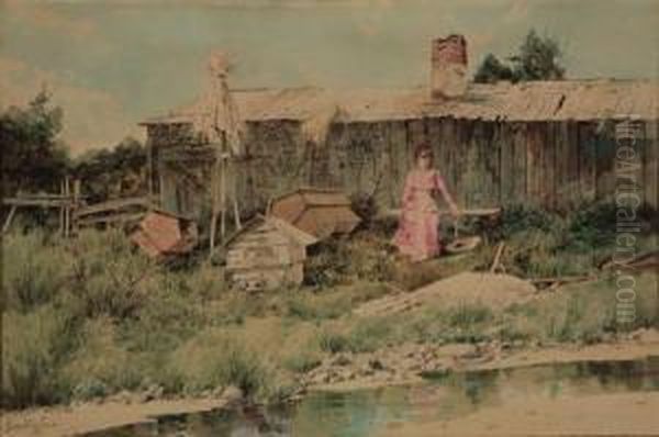 Lady In Pink Oil Painting by William Louis Sonntag
