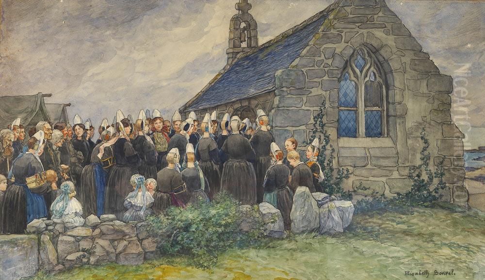 Les Bretonnes Oil Painting by Elisabeth Sonrel