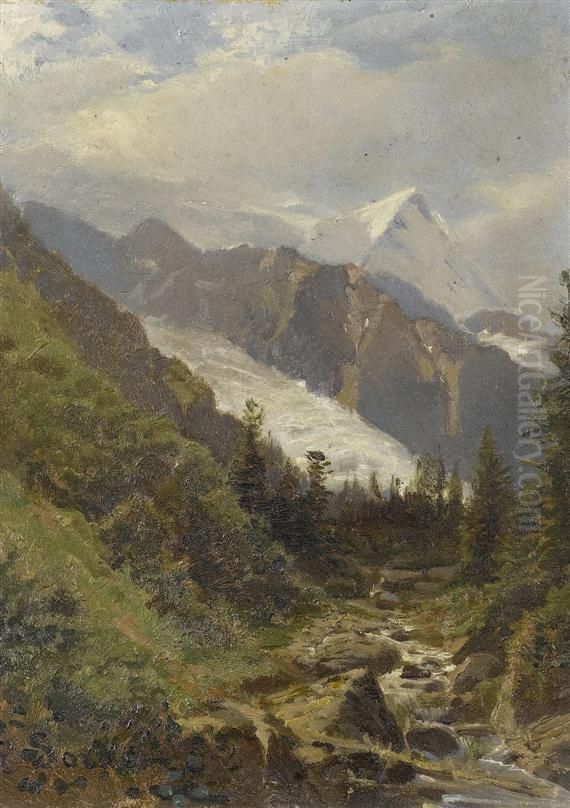 Vue Du Val D'anniviers Oil Painting by Eugene Etienne Sordet