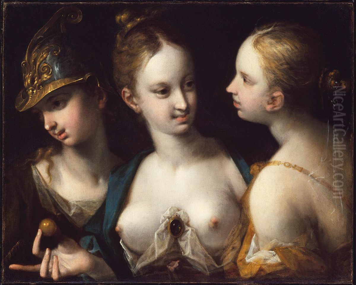 Pallas Athena, Venus and Juno Oil Painting by Hans Von Aachen