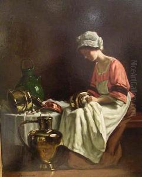 Le Nettoyage Des Cuivres Oil Painting by Albert Sorkau