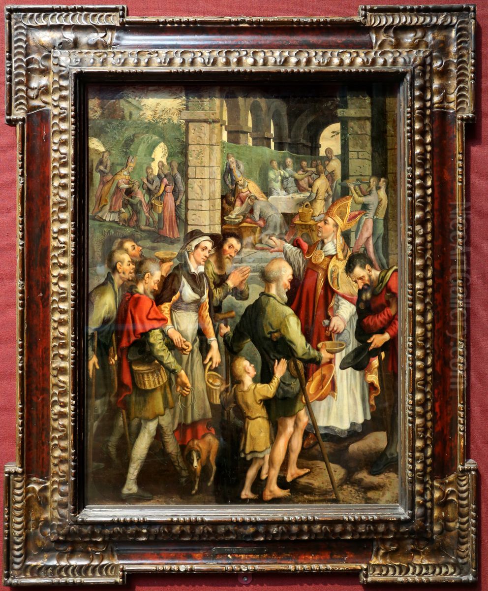 Scenes from the Life of an Unidentified Bishop Saint Oil Painting by Pieter Aertsen