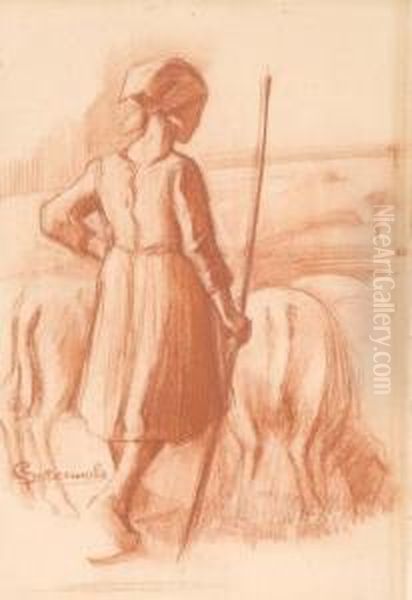 La Piccola Guardiana Oil Painting by Giovanni Sottocornola