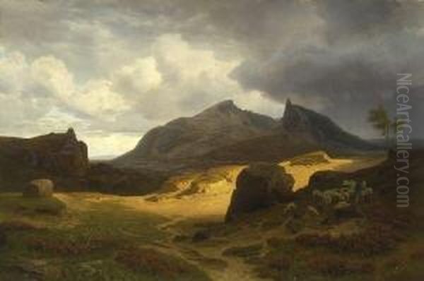 Griechische Gebirgslandschaft. Oil Painting by Louis Spangenberg