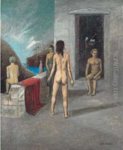 Surrealist Waterfront Oil Painting by Gar Sparks