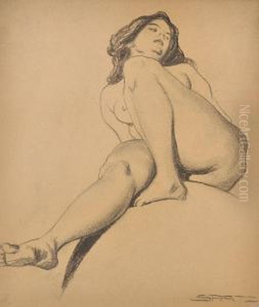 Reclining Nude Oil Painting by Willy Spatz