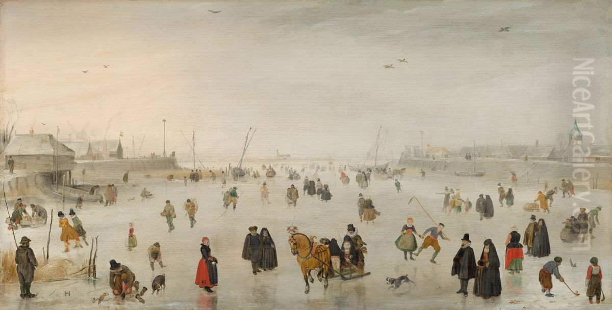 A Scene On The Ice Oil Painting by Hendrick Avercamp