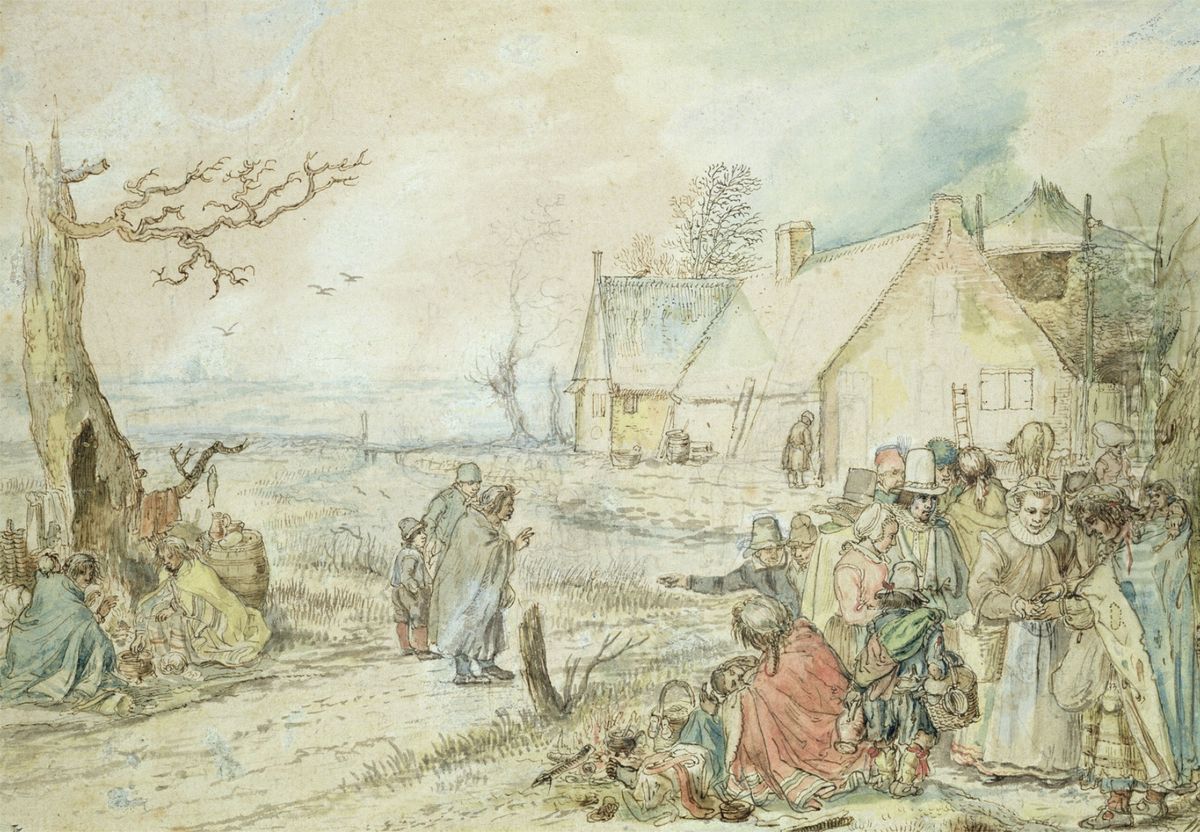 Landscape with Gypsy Fortune-Tellers Oil Painting by Hendrick Avercamp