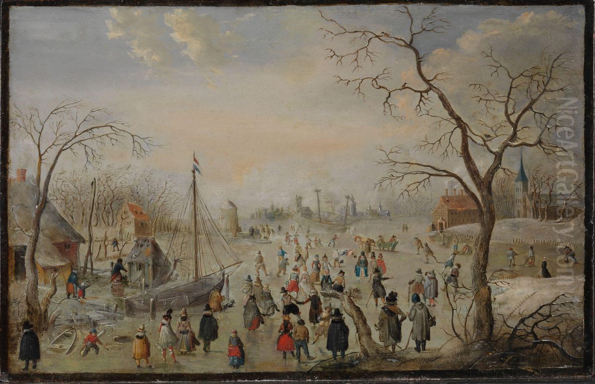 Winter Oil Painting by Hendrick Avercamp