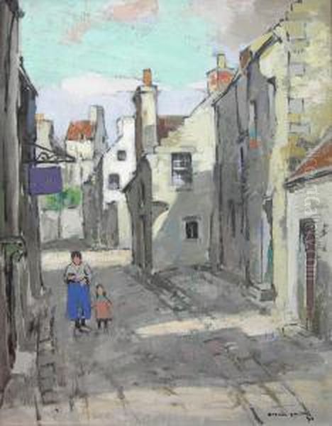 Culross Oil Painting by John Guthrie Spence-Smith