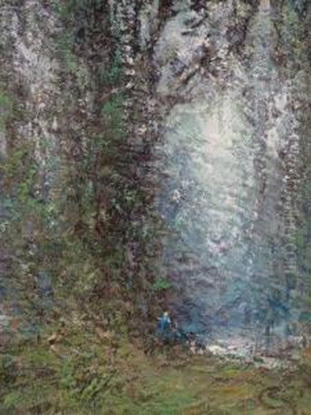 Figure On A Wooded Path Oil Painting by Charles Neame Spencer