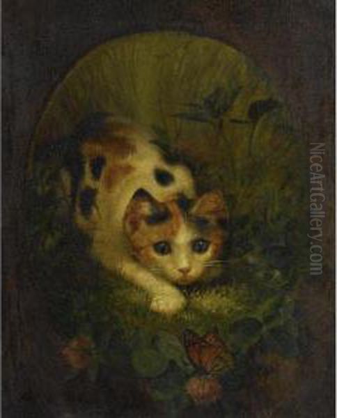 The Butterfly And The Cat Oil Painting by Lilly Martin Spencer