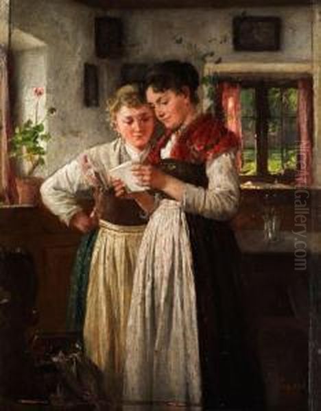 Der Liebesbrief Oil Painting by Johann Sperl