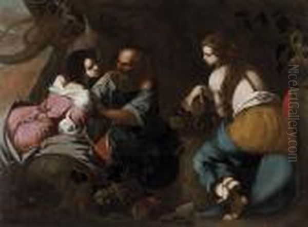 Lot E Le Figlie Oil Painting by Giovan Battista Spinelli