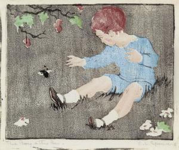 The Boy And The Bee Oil Painting by Ethel L. Spowers