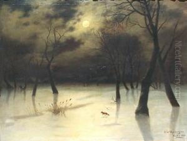 Mondscheinlandschaft Mit Schnurendem Fuchs Oil Painting by Bartholomeus Spranger