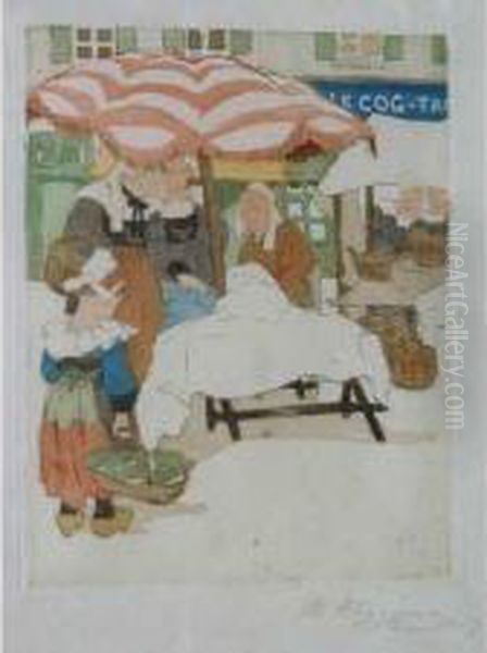 Scene De Marche A Pont Aven Oil Painting by Maud Hunt Squire