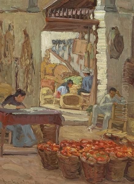 Marketplace Oil Painting by Anna Lee Stacey