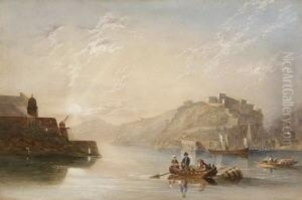 Der Rhein Mit Der Festung Ehrenbreitstein. Oil Painting by Caleb Robert Stanley
