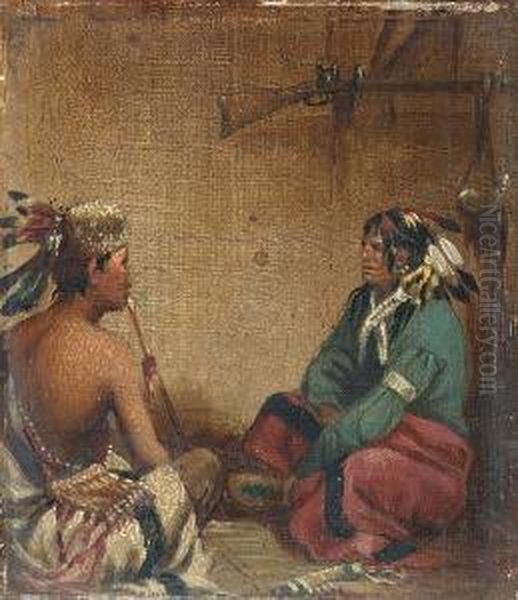 The Interior Of A Wigwam, A Pair Oil Painting by John Mix Stanley
