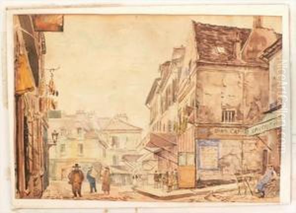 A Paris Street Oil Painting by Robert Stanley