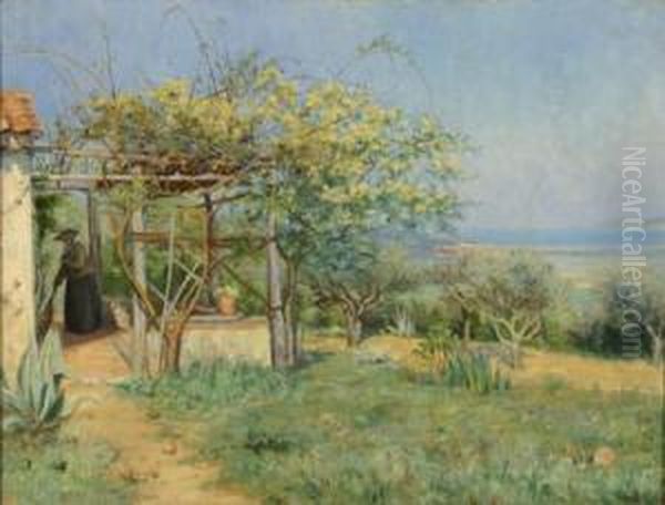 Under The Trellis Oil Painting by Ellen Starbuck