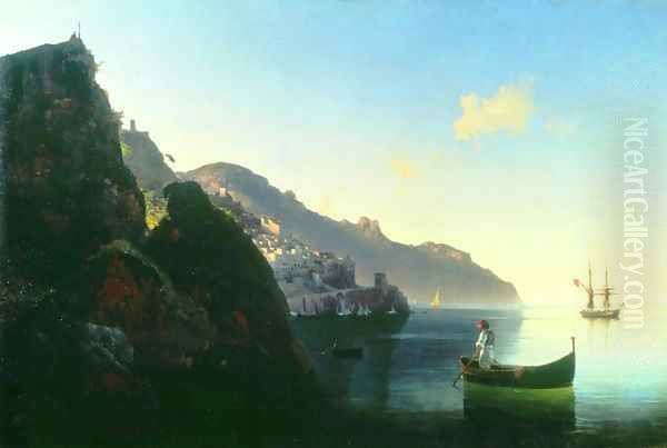 The seashore of Amalfi Oil Painting by Ivan Konstantinovich Aivazovsky