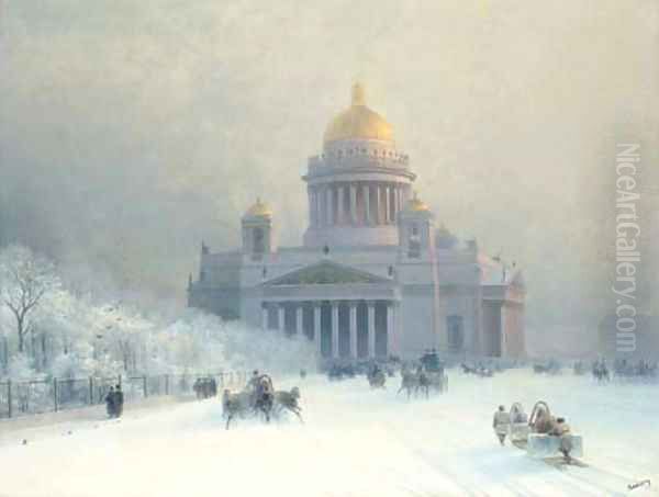 St. Isaac's on a frosty day Oil Painting by Ivan Konstantinovich Aivazovsky