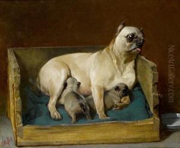 The New Litter Oil Painting by Carl Steffeck