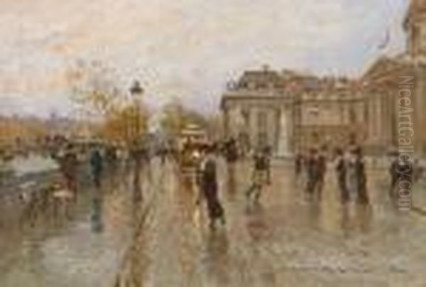 Place De L'institut, Paris Oil Painting by Georges Stein